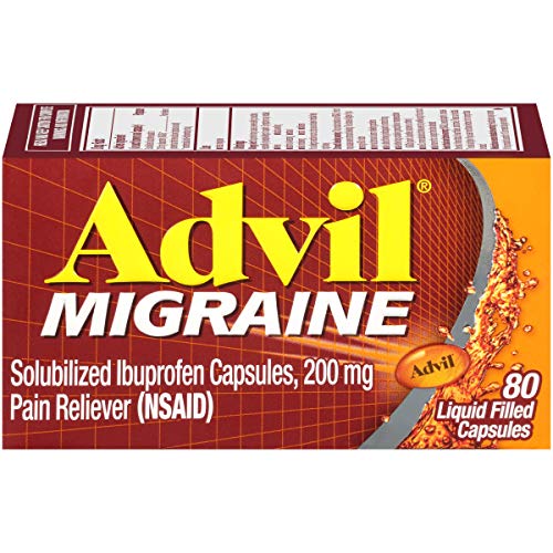 Advil Migraine Pain Reliever, Solubilized Ibuprofen 200mg, 80 Count, Liquid Filled Capsules, Powerful Migraine Relief
