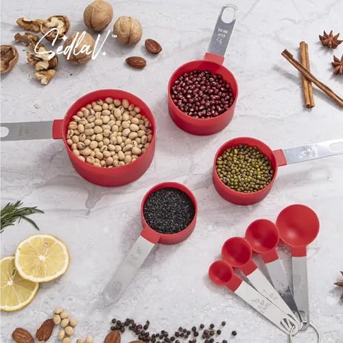 SEDLAV Essential Measuring Cup and Spoon Set: Stainless Steel Handles, Stackable Design, Accurate Measurements - Ideal for Dry and Liquid Ingredients, Your Versatile Kitchen Aid"