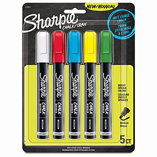 Chalk Marker, Wet Erase Markers, Assorted Colors, 5 Count - 1