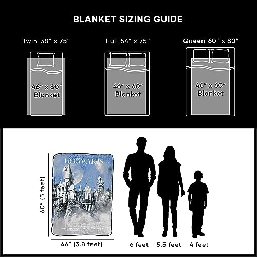 Northwest Harry Potter Micro Raschel Throw Blanket, 46" x 60", Witchcraft and Wizardry