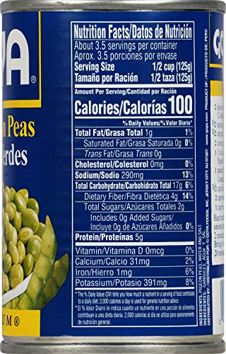 Goya Foods Green Pigeon Peas (Gandules), 15 Ounce (Pack of 24)