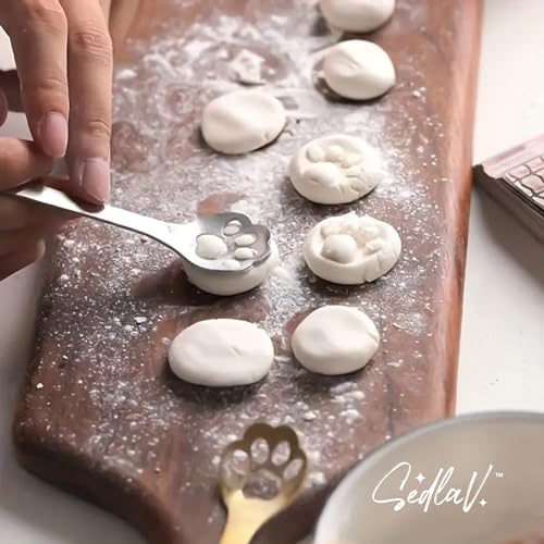 SEDLAV "Cute Cat Paw Stainless Steel Teaspoon Set - Perfect for Sugar, Desserts, Coffee, and More - Adorable Tableware for Home and Restaurant Use"