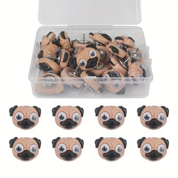 SEDLAV Adorable Cartoon Dog Pug Push Pins - Pins for Bulletin Boards, Photos, Walls
