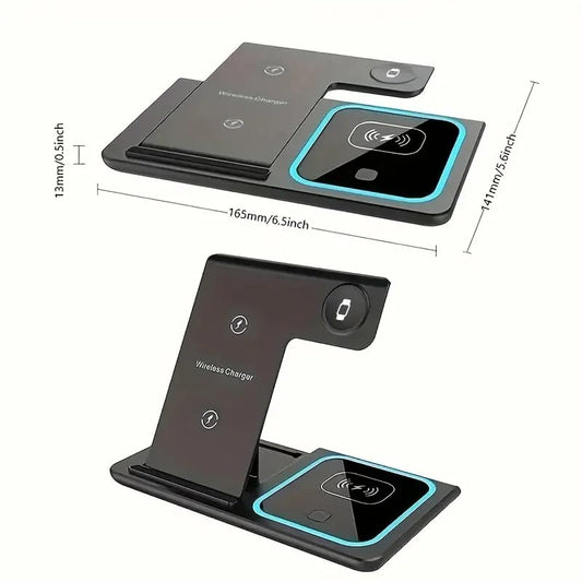 SEDLAV 3-in-1 Fast Charging Station: Foldable Wireless Charger Stand for iPhone and AirPods and Fast Wireless Charger