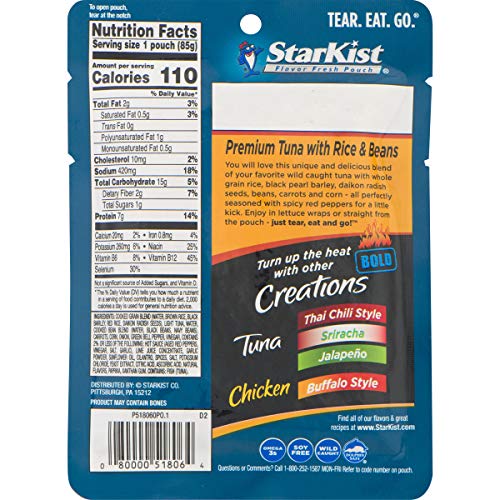 StarKist Tuna Creations BOLD, Rice & Beans in Hot Sauce, 3 Oz, Pack of 24