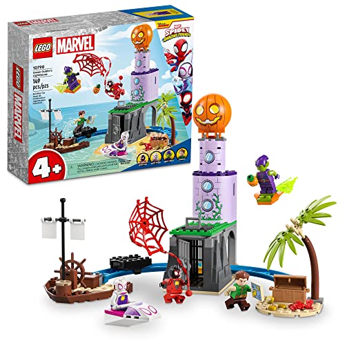 LEGO Marvel Team Spidey at Green Goblin's Lighthouse 10790, Toy for Kids Ages 4+ with Pirate Shipwreck, Miles Morales Minifigure & More, Spidey and His Amazing Friends Series