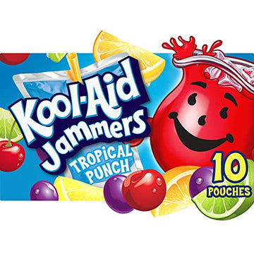 Kool-Aid Jammers Tropical Punch Artificially Flavored Kids Soft Drink (40 ct Pack, 4 Boxes of 10 Pouches)