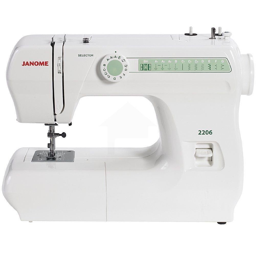 Janome 2206 6-Stitch Full Size Freearm Sewing Machine W/Free Bobbins & Needles