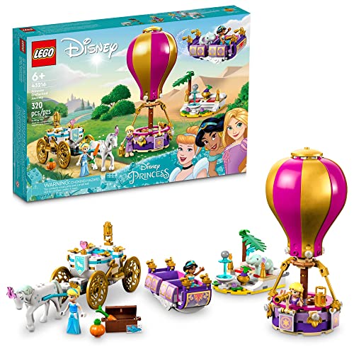 LEGO Disney Princess Enchanted Journey Building Set - 3in1 Playset with Cinderella, Jasmine, Rapunzel Mini Dolls, Toy Horse & Carriage, Hot Air Balloon, Gift for Girls, Boys, and Kids Ages 6+, 43216