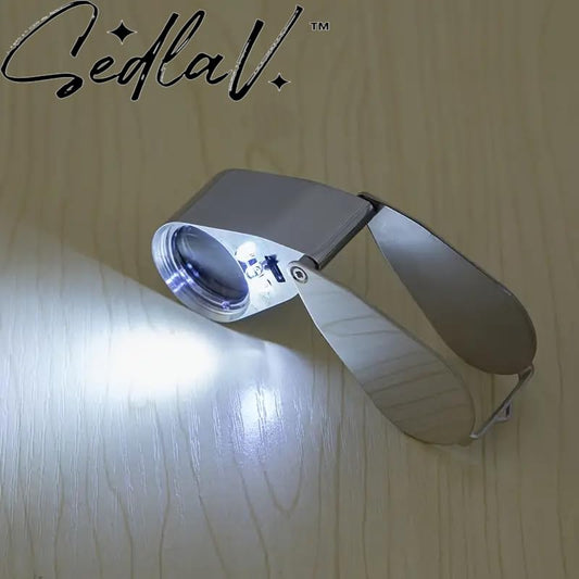 SEDLAV 40X Foldable Magnifier with LED and UV Light Jewelry Loupe for Inspection and Appraisal