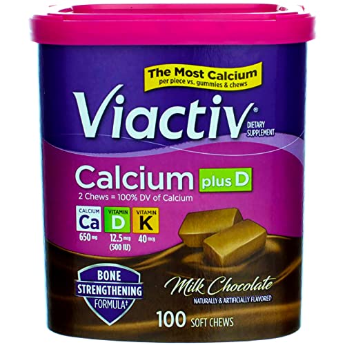 VIACTIV Calcium Plus D, Soft Chews, Milk Chocolate 100 ea (Pack of 5)