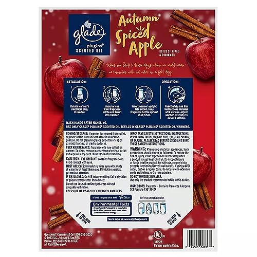 Glade PlugIns Scented Oil, 2 Warmers + 6 Refills, Autumn Spiced Apple