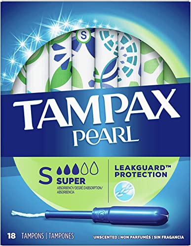 Tampax Pearl Tampons With Plastic Applicators Super Absorbency, Unscented 18 Count (Pack of 3)