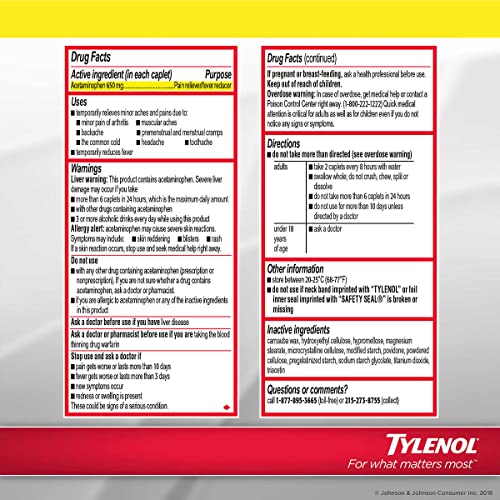 Tylenol Arthritis Pain Caplets - 290 Ct
