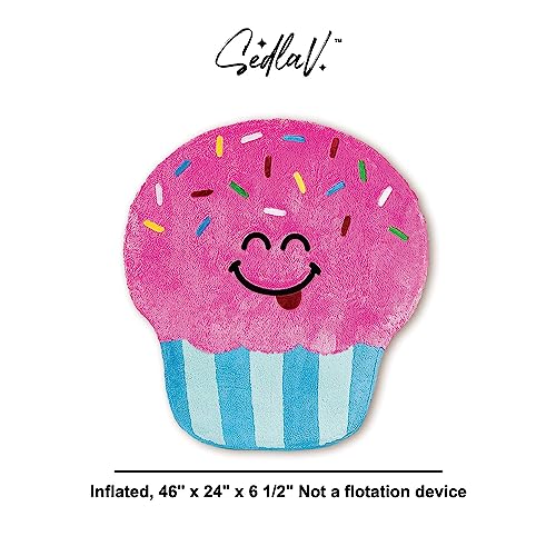 SEDLAV Inflatable Cupcake Floor Floatie - Plush Toy with Couch-Like Comfort - Office Desk Accessories, Chair Cushions, Car Seat Cushions for Driving & Office Chair Cushion - Non-Slip