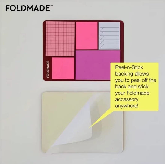 Foldmade Flag Tab Note Pad Set - Neon Pink, 620 Count, Peel-N-Stick Holder