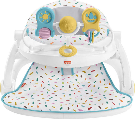 Fisher-Price Baby Portable Infant Chair Deluxe Sit-Me-Up Floor Seat with Snack Tray & Developmental Toys, Rainbow Sprinkles (Amazon Exclusive)