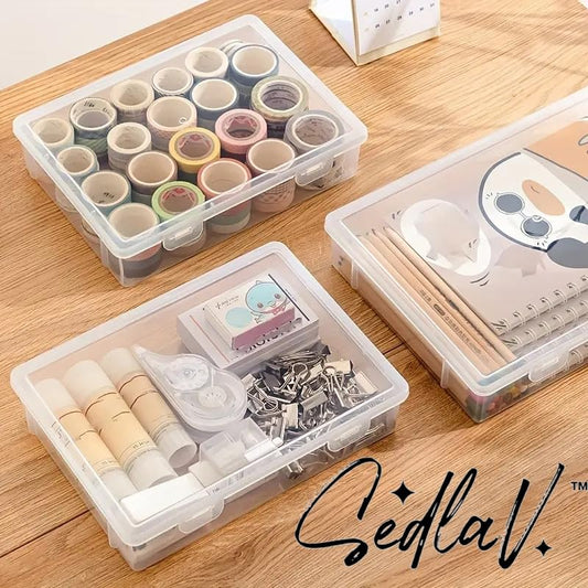 SEDLAV Versatile Clear Plastic Desk Organizer and Stationery Holder with Multi-Compartment Storage