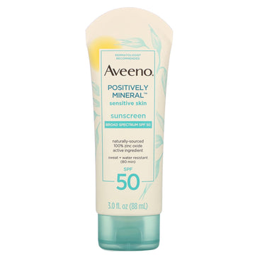 Positively Mineral Sensitive Skin, Sunscreen, SPF 50, 3.0 fl oz (88 ml), Aveeno