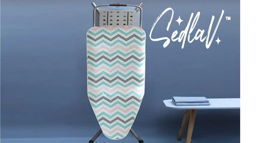 SEDLAV Heat-Reflective Ironing Board Cover with Wave Print - Fast & Easy Wrinkle Removal, Thick Padding, and Elasticated Fit - Home Ironing Made Effortless