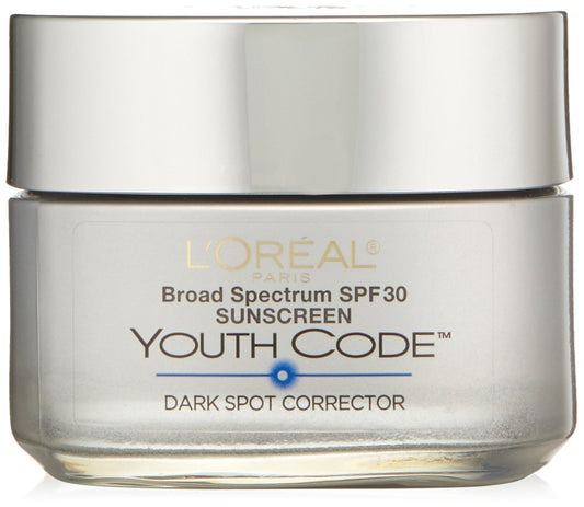 Dark Spot Corrector Face Moisturizer with SPF 30 for Even Skin Tone by L’Oreal Paris, Youth Code Anti-Aging Day Cream, Non-greasy, 1.7 oz.