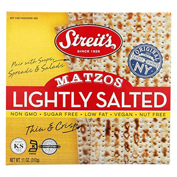 STREITS MATZO LIGHTLY SALTED, 11 OZ, PK- 12