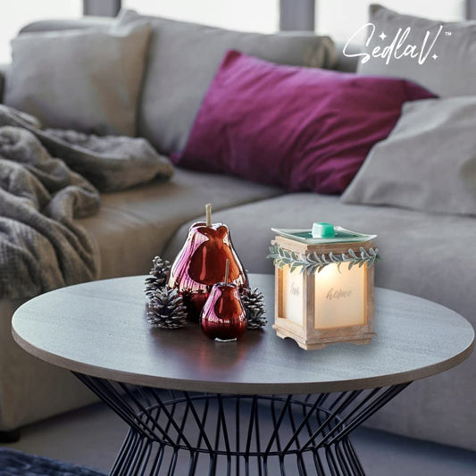 SEDLAV Full Size Wax Warmer, Farmhouse Botanical Design – Home, Hope, and Love Adorned, Wood Trimmed