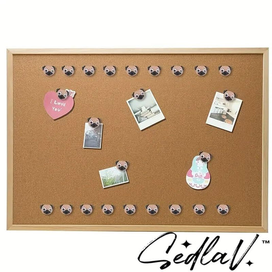 SEDLAV Adorable Cartoon Dog Pug Push Pins - Pins for Bulletin Boards, Photos, Walls