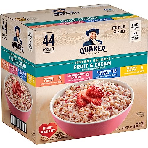 Quaker Instant Oatmeal Fruit & Cream Variety Pack,44 Count (Pack of 1)