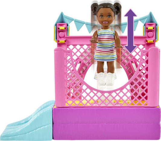 Barbie Skipper Babysitters Inc. Bounce House Playset with Skipper Babysitter Doll, Toddler Doll, Swing & Accessories, Toy for 3 Year Olds & Up
