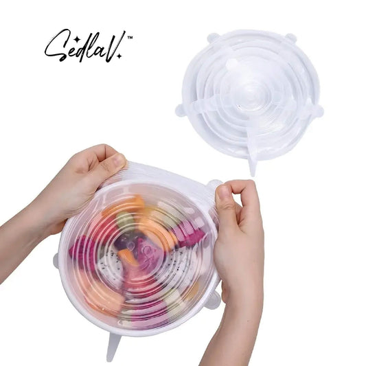 SEDLAV Silicone Stretch Lids - Reusable Food Bowl Covers & Food Huggers - Set of 6 Premium Quality Silicone Lids for Bowls and Food Covers - Can Lids, Oven, Freezer