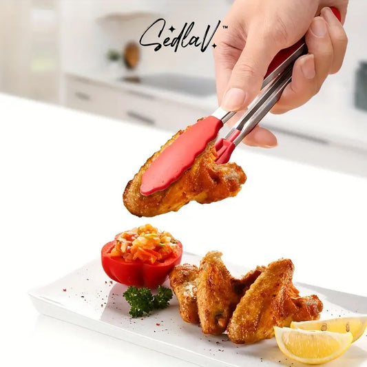SEDLAV Precision Crafted Stainless Steel Kitchen Tongs with Silicone-Tipped Heads – Versatile Cooking Tongs for Grilling, Sautéing, and Serving – Non-Slip Grip, Easy-to-Clean Utensil for Culinary Enth