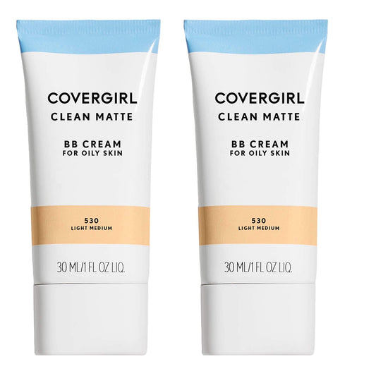 COVERGIRL Clean Matte Bb Cream for Oily Skin, Light Medium 530, 1 Fl Oz (2 Count)