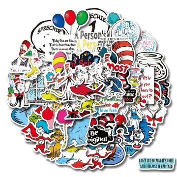 SEDLAV 50pcs Cute Cat's Hat Waterproof Vinyl Stickers Funny Decals for Water Bottles Laptop Phone Good for Teachers Classroom Scrapbook Helmet