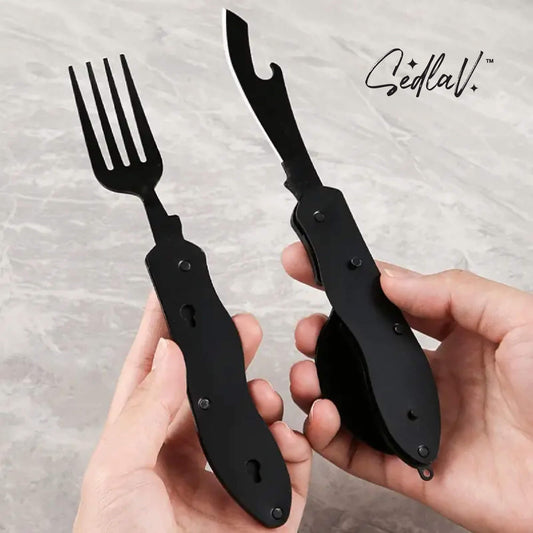 SEDLAV Portable Outdoor Folding Knife, Fork, and Spoon Set - Camping Knifes, Sporks Stainless Steel Camping Utensils with Detachable Design - Compact and Lightweight Travel Utensils for Backpacking