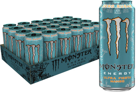 Monster Energy Ultra Fiesta Mango, Sugar Free Energy Drink, 16 Ounce (Pack of 24)