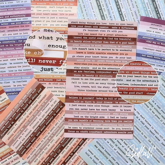 SEDLAV 8pcs Quote Stickers for Journaling - Vintage Scrapbooking Supplies Kit for Adults - Small Talk Stickers Set with Inspirational Phrases - Creative Embellishments for Planners, Journals, and DIY