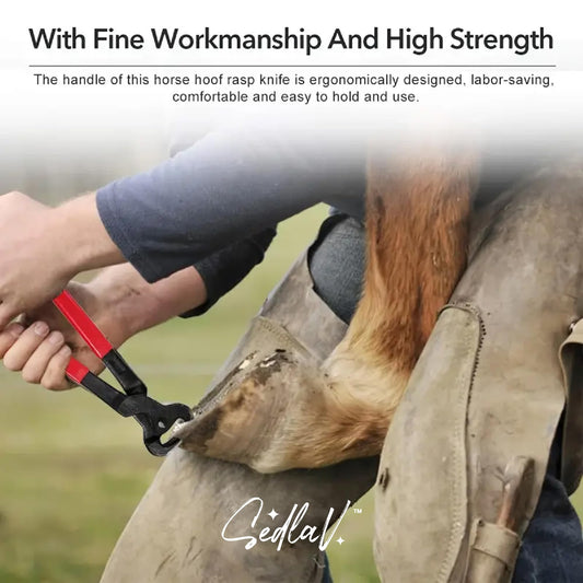 SEDLAV Horse Farrier Hoof Trim Tool Kit Metal, Ergonomically Designed Handle, Suitable for Manicuring & Cleaning Horseshoes - Includes Horseshoe File, Hoof Cutter & Knife