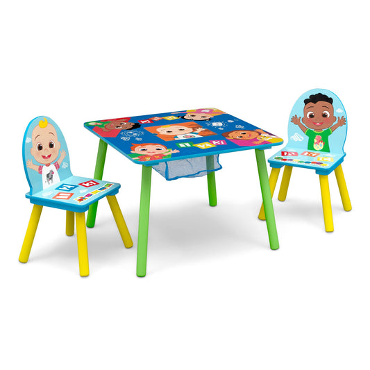 Delta Children Kids Table and Chair Set with Storage (2 Chairs Included) - Greenguard Gold Certified - Ideal for Arts & Crafts, Snack Time, Homeschooling, Homework & More, CoComelon
