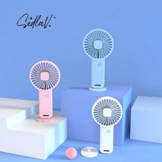 SEDLAV Portable USB Handheld Fan with High-Speed Brushless Motors – Powerful Rechargeable Battery - Comes with USB Charging Cable - Ideal for Personal or Desktop Use