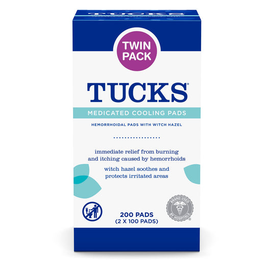 TUCKS Medicated Cooling Pads, 200 Count - Witch Hazel Pads for Sensitive Areas, Cleanse and Protect from Irritation