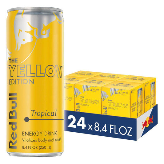 Red Bull Yellow Edition Tropical Energy Drink, 8.4 Fl Oz, 24 Cans (6 Packs of 4)