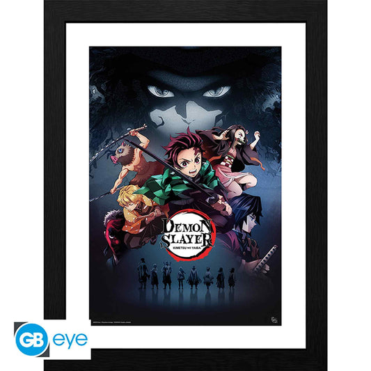 ABYSTYLE GB eye Demon Slayer Kimetsu No Yaiba Framed Poster Print 12" x 16" Manga Wall Art Prints for Bedroom Office Room Decor Gift