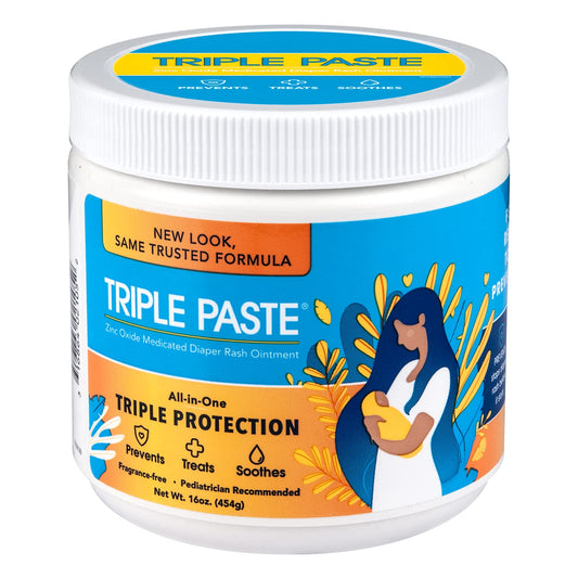Triple Paste Diaper Rash Cream for Baby - 16 Oz Tub - Zinc Oxide Ointment Treats, Soothes and Prevents Diaper Rash - Pediatrician-Recommended Hypoallergenic Formula with Soothing Botanicals
