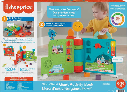 Fisher-Price Sit-to-Stand Giant Activity Book, electronic learning toy and activity center for infants and toddlers ages 6 months to 3 years