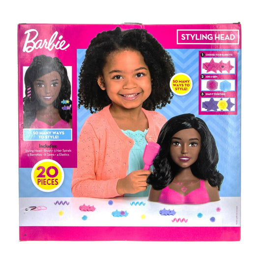 Barbie Styling Head, 17 Pieces Include Styling Accessories, Hair Styling for Kids, by Just Play (Black)