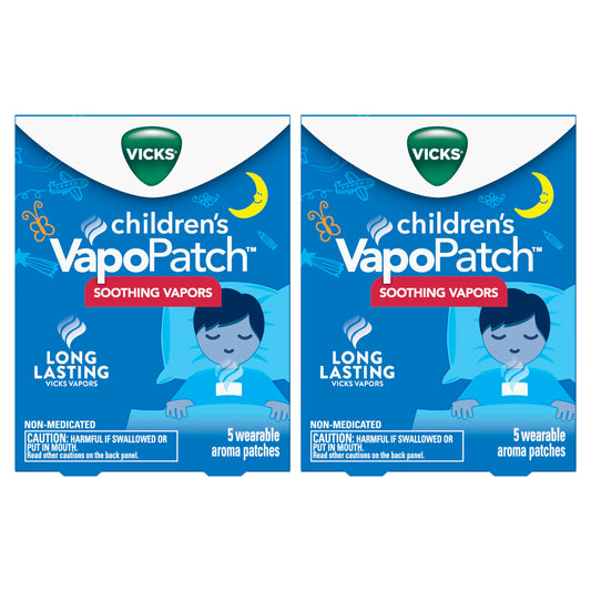 Vicks Children's VapoPatch, Wearable Mess-Free Aroma Patch, Soothing & Comforting Non-Medicated Vicks Vapors, For Children Ages 6+, 5ct z 2 (10 Total)