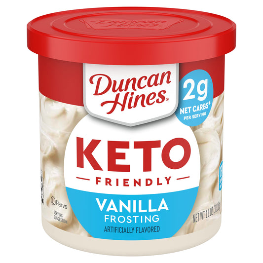 Duncan Hines Keto Friendly Vanilla Flavored Frosting, Gluten Free, Zero Sugar Added, 11 oz