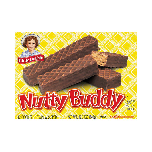Little Debbie Nutty Buddy Chocolate Fudge & Peanut Butter Wafer Bars, 2 Bars per Package - 2.1, Oz 50.4 Ounce (Pack of 24)