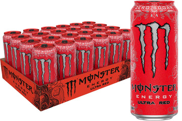 Monster Energy Ultra Red, Sugar Free Energy Drink, 16 Ounce (Pack of 24)